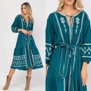 ZARA COTTON Boho midi/maxi dress fits S/M
